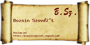 Bozsin Szovát névjegykártya